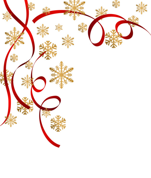 Χριστούγεννα φόντο με νιφάδες χιονιού και κορδέλες - Διάνυσμα, εικόνα