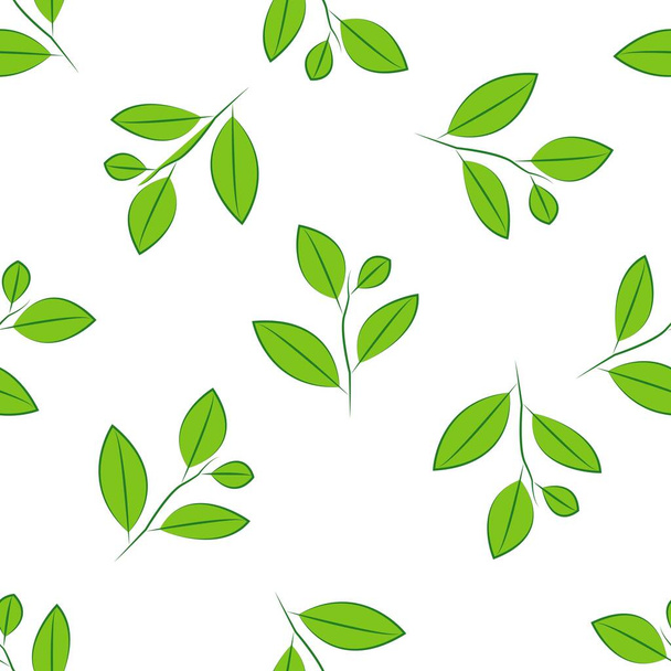 Green twigs pattern seamless background. - ベクター画像