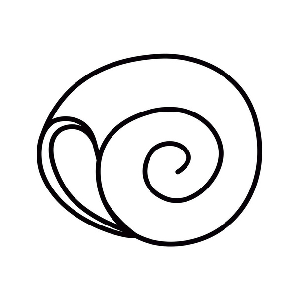 Swirl shell black and white contour clipart vector clipart element isolated on white background. Spiral seashell. Sea underwater illustration. Aquarium icon.  - Vektör, Görsel