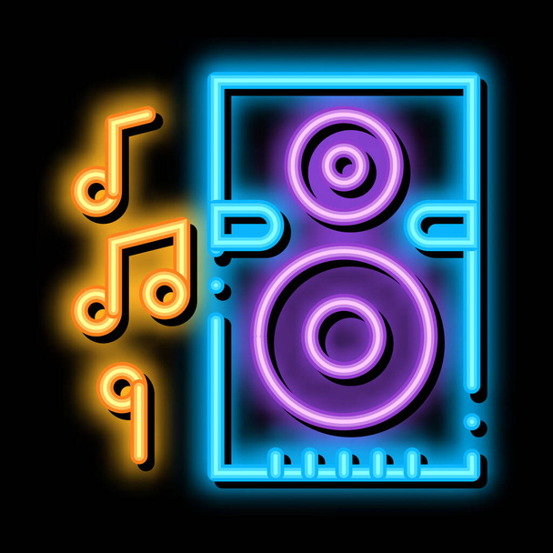 Musical Dynamic Device For Listening Songs wektor neonowego znaku świetlnego. Świecący jasny ikona przezroczysty symbol ilustracji - Wektor, obraz