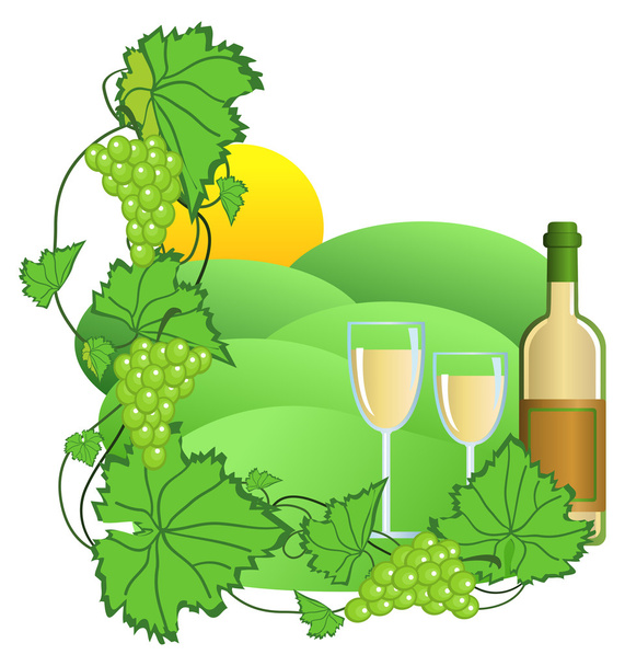 Ilustração da vinha com vinho
 - Vetor, Imagem
