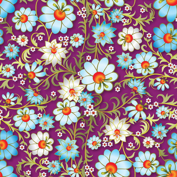 abstract seamless floral ornament with spring flowers - Vector, Image