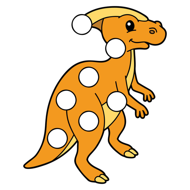 Vector digitales Lernspiel mit Cartoon-Dinosaurier-Figur für Kleinkinder: Patches oder Punktzeichen - Vektor, Bild