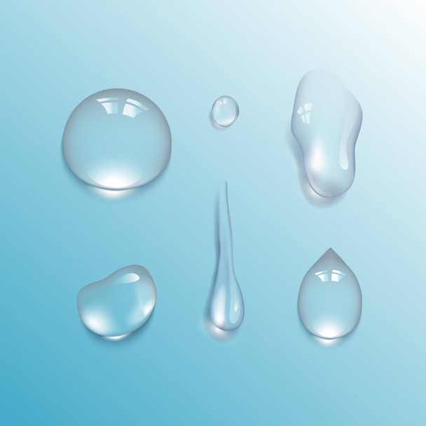  Set of Realistic 3d Water drops on Gradient Background - Vector, imagen