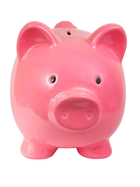 Pink piggy bank isolated on the white background - Photo, Image