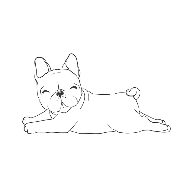 French bulldog background. Vector illustration. Dog, illustration, french - ベクター画像