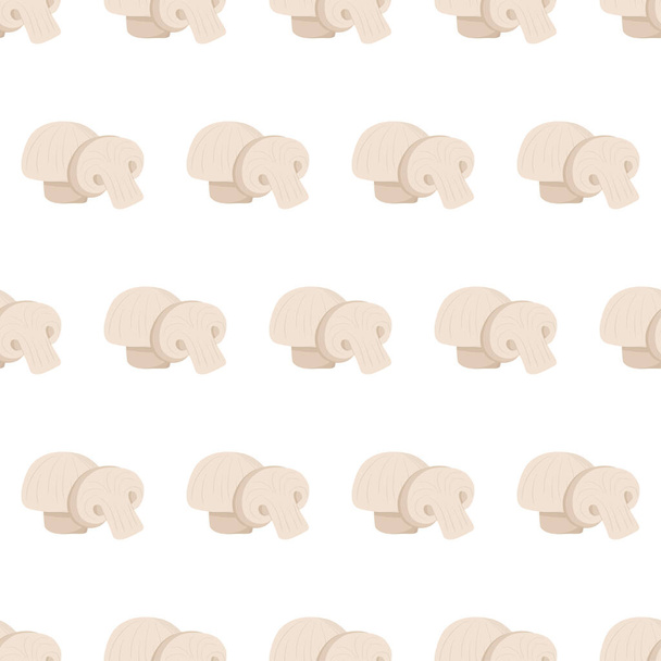 Hand drawn seamless pattern with mushroom whole and sliced for wallpaper design. - Vector, Imagen