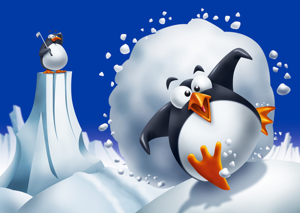 Penguin escaping avalanche - Φωτογραφία, εικόνα