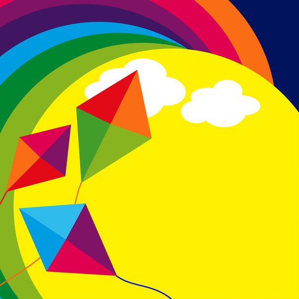 Kites and Rainbow - Vector, Image