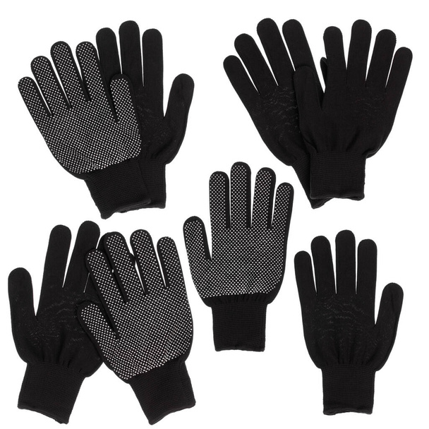 Συλλογή από μαύρα γάντια που απομονώνονται σε λευκό φόντο. - Φωτογραφία, εικόνα