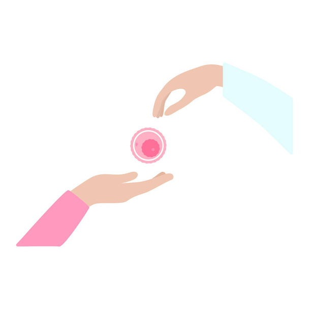 Egg donation. Hand giving an oocyte to the other hand. Vector illustration of donation concept - Vector, Image