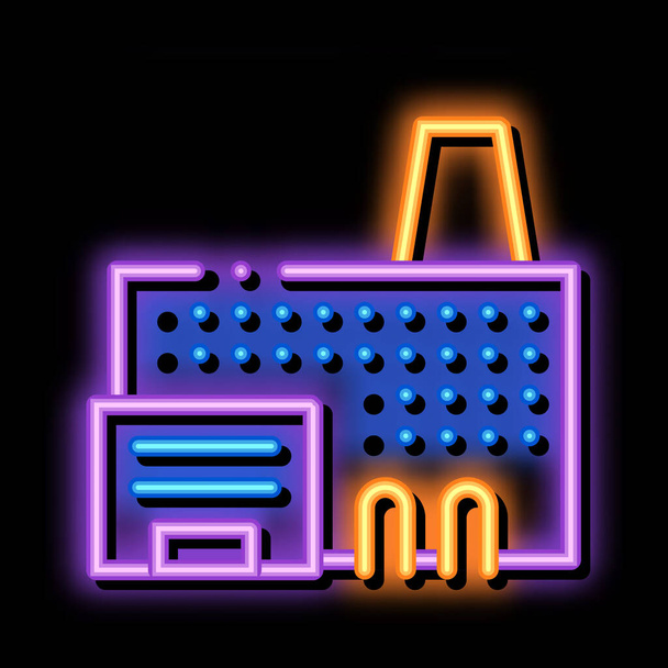 Endüstri Fabrikası Metalurjik neon ışığı vektörü. Parlak simge işareti. şeffaf sembol çizimi - Vektör, Görsel