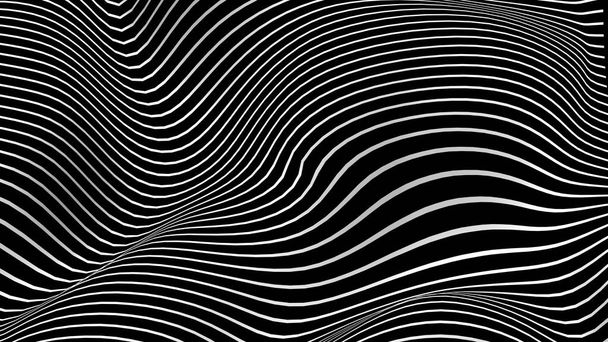 黒と白の曲線波線の抽象的な背景. - 写真・画像