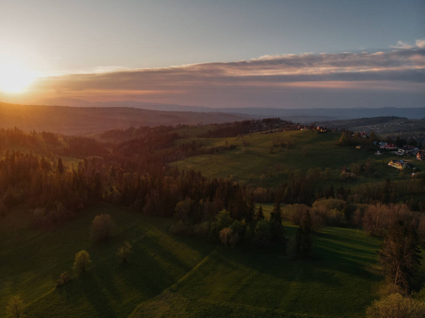 Drone view on sunset mountains Tatry, Poland - Foto, Imagem