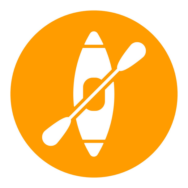 Kayak avec icône de glyphe blanc vecteur de pagaie. Panneau camping. Symbole graphique pour le voyage et le tourisme conception du site Web et des applications, logo, application, interface utilisateur - Vecteur, image