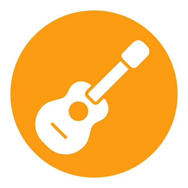 Klassisches Akustikgitarren-Vektor weißes Glyphen-Symbol. Grafik-Symbol für Musik-Website und Apps-Design, Logo, App, UI - Vektor, Bild