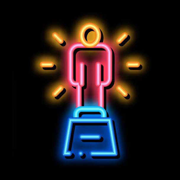 Estatueta Human Talent neon brilho ícone ilustração - Vetor, Imagem