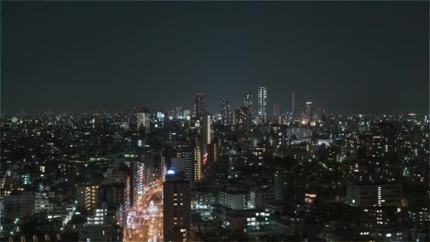 Tokió, Japán, Timelapse - Tokió városi forgalma éjszaka a Bunkyo Civic Centerből - Felvétel, videó