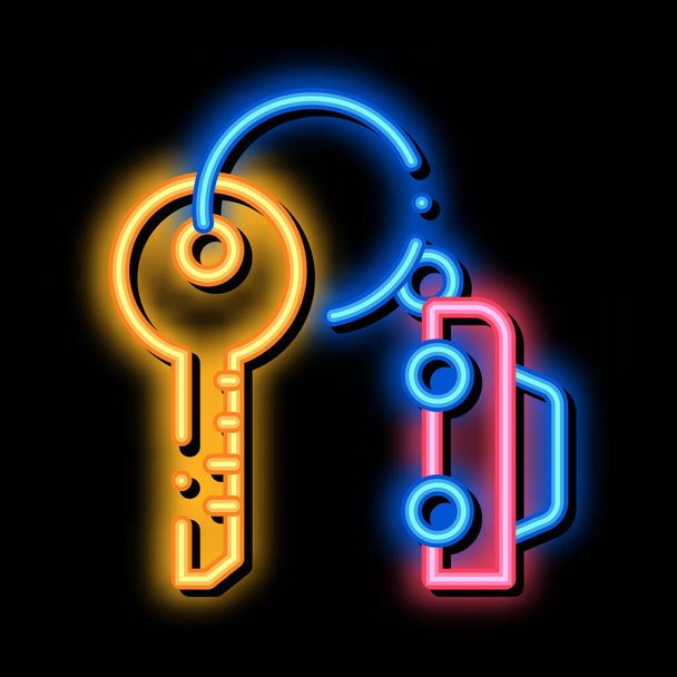 kluczyki samochodowe neon blask ikona ilustracja - Wektor, obraz