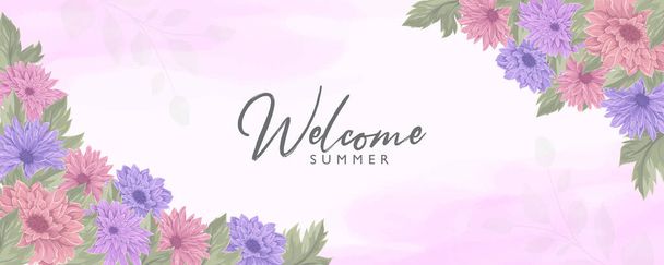 Minimalist floral banner with a summer theme - Vektor, obrázek