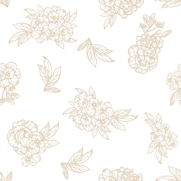 Abstract elegance seamless background with flowers - Vector, afbeelding
