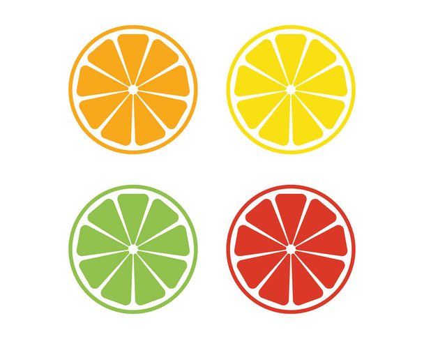 Citrus slice set. Lemon slice. Orange slice. Lime slice. Vector illustration - Vektor, obrázek