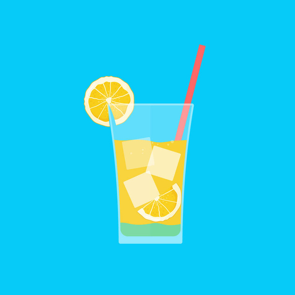 Tropický koktejl pohár nápoj ploché ilustrace - Vektor, obrázek