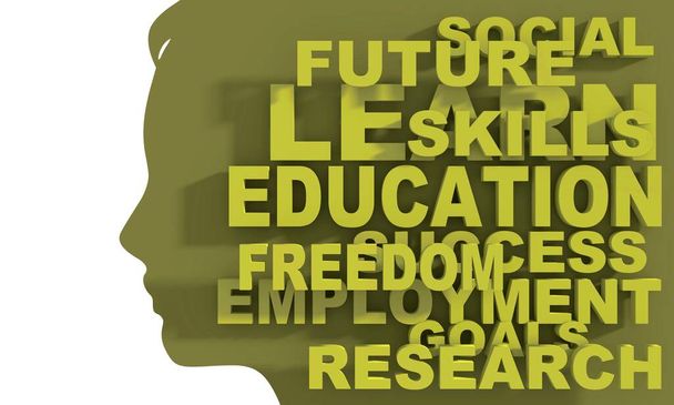 Silhouette of a female head and education words cloud. - Foto, Bild