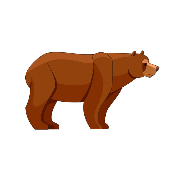 Un orso che guarda. Personaggio dei cartoni animati di grande animale mammifero. Creatura selvatica con pelliccia marrone. Illustrazione piatta vettoriale isolata su sfondo bianco - Vettoriali, immagini