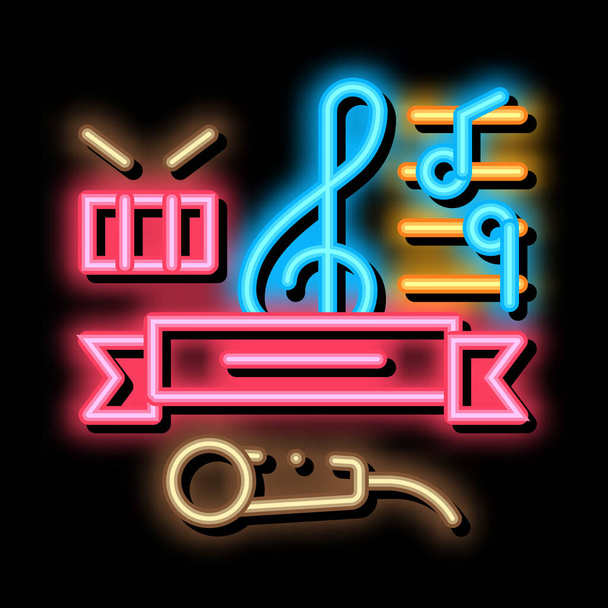 Leçons de musique Graduation scintillant fluo icône illustration - Vecteur, image