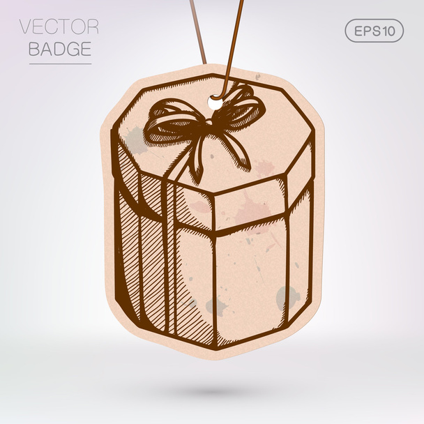 Vintage styled label. Present surprise box. - Vector, Image
