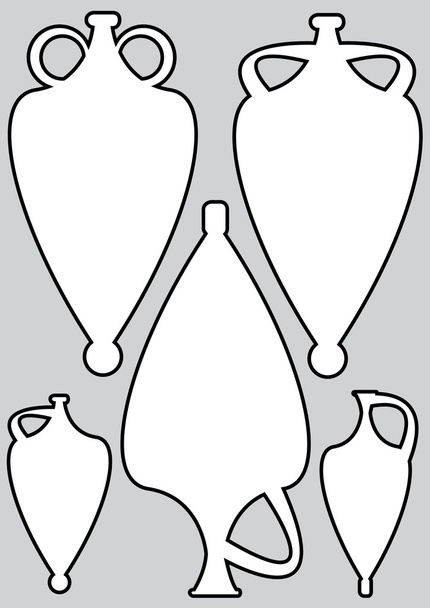иконки декоративных ваз на сером фоне
 - Вектор,изображение