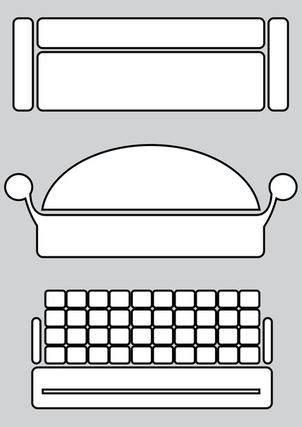 pohovky ikony izolovaných na šedém pozadí - Vektor, obrázek