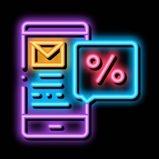 Mensagem do telefone sobre Ilustração de ícone de brilho de néon percentual - Vetor, Imagem