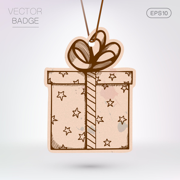 Vintage styled label. Present surprise box. - Vector, afbeelding