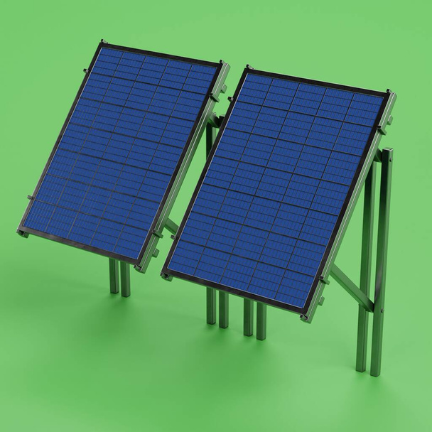 Realistic 3D Render of Solar Panels - Photo, Image