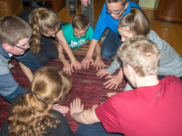 Young people during a team,  integrative play - Photo, Image
