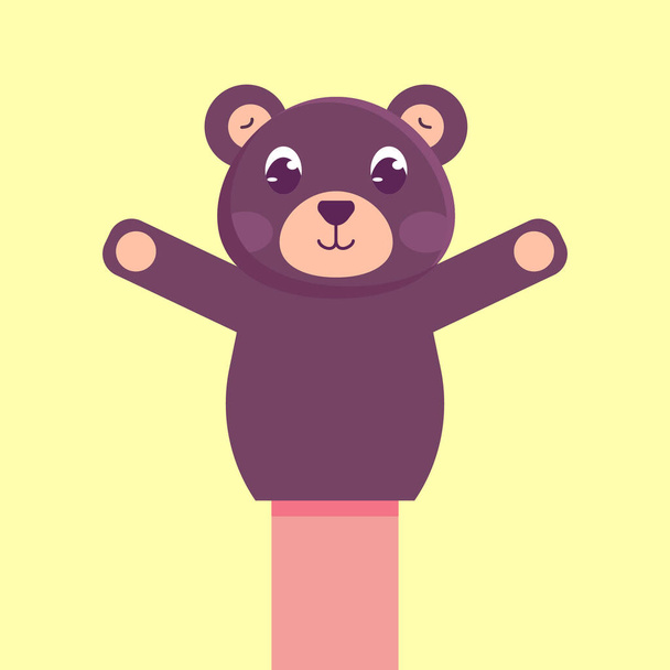 Επίπεδη απεικόνιση του χεριού αρκούδα μαριονέτα - Διάνυσμα, εικόνα