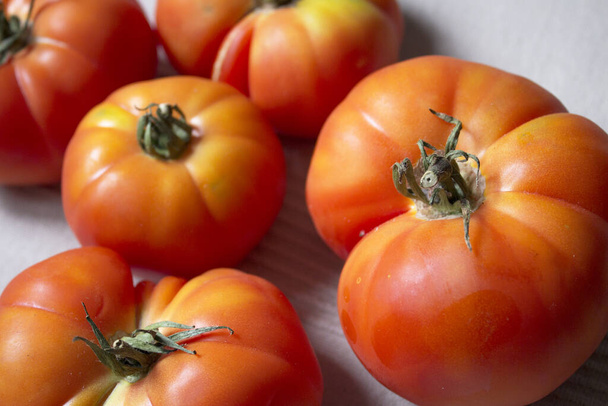 Group of uncooked raw red tomatoes. Raw food - Photo, Image
