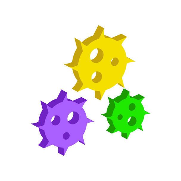 Bakterie a viry ikony izolované na bílém pozadí.Izometrický a 3D pohled. - Vektor, obrázek