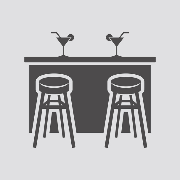 Bar balcão com coquetéis ícone em estilo plano isolado em fundo branco.Ilustração vetorial. - Vetor, Imagem