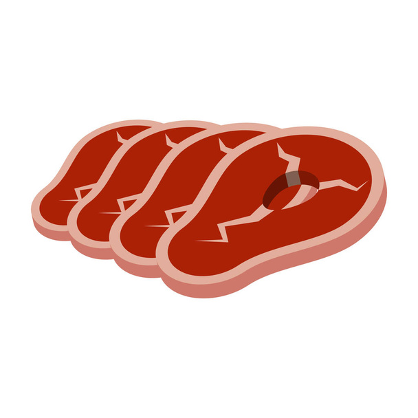 Bacon.Schneiden von Speck für Grill isoliert auf weißem Hintergrund. Isometrische und 3D-Ansicht. - Vektor, Bild