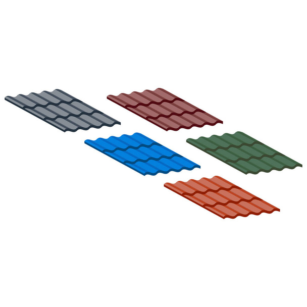 Ficha de perfil de hierro para techos y vallas icono aislado sobre fondo blanco.Vista isométrica y 3D. - Vector, imagen