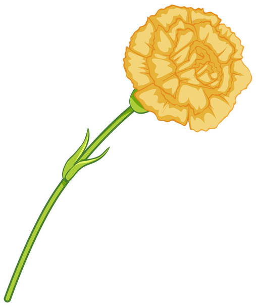 漫画風の孤立したイラストで黄色のカーネーションの花 - ベクター画像