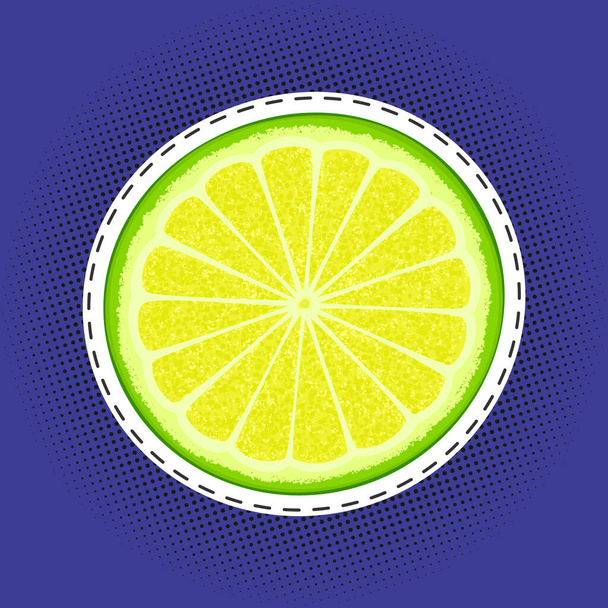 Slice of lime or lemon on a pop art background - Vector, Image