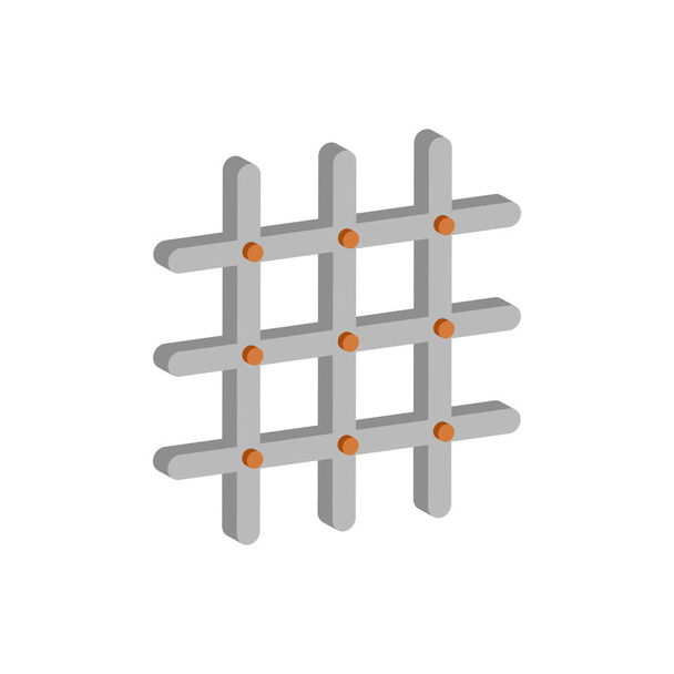 Icona reticolo in acciaio isolato su sfondo bianco. vista isometrica e 3D. - Vettoriali, immagini