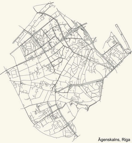 Riga, Letonya 'nın çeyrek genskalns mahallesinin klasik bej arka plan haritası - Vektör, Görsel