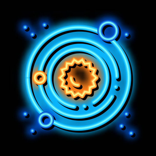 Sistema Solar Vía Láctea neón brillo icono ilustración - Vector, Imagen
