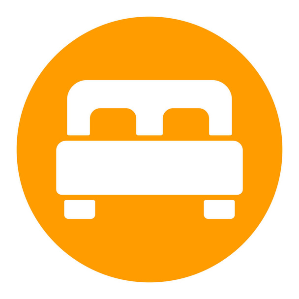 Dubbel bed vlakke vector witte glyph pictogram. Grafiek symbool voor reizen en toerisme website en apps ontwerp, logo, app, gebruikersinterface - Vector, afbeelding