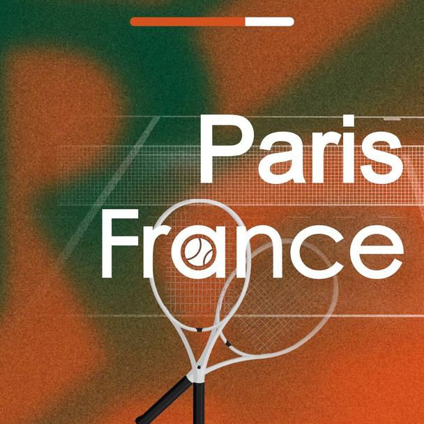 Roland Garros 2021. French Open 2021. French Open tenis. Pomerančově zelené pozadí. Ilustrace na téma tenis, sport, turnaj, soutěž. - Fotografie, Obrázek